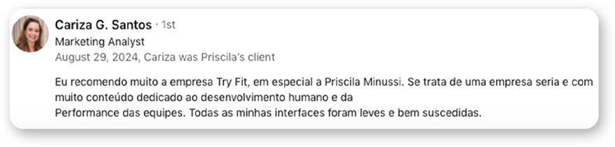 Foto do depoimento de Marina Lopes